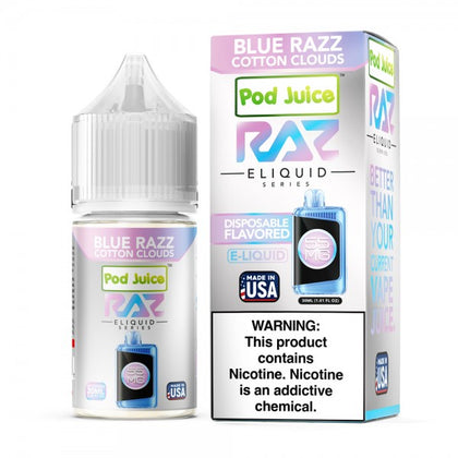 RAZ x Pod Juice Synthetic Salt - Blue Razz Cotton Clouds 30mL